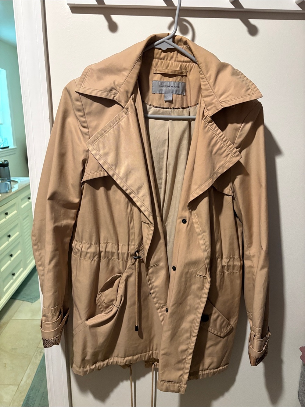Marc New York Light Tan Trench Jacket with Drawcord Waist